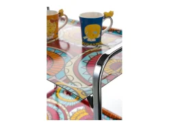 DON HIERRO - Carrito auxiliar plegable BAUHAUS cromado con ruedas – 2 niveles y 4 posiciones-