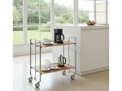 DON HIERRO - Carrito auxiliar plegable BAUHAUS cromado con ruedas – 2 niveles y 4 posiciones-