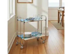 DON HIERRO - Carrito auxiliar plegable BAUHAUS cromado con ruedas – 2 niveles y 4 posiciones-