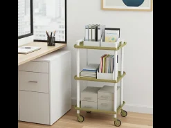 DON HIERRO - Carrito auxiliar LEKY, armazón blanco, 3 estantes. Multifuncional, práctico y decorativo-