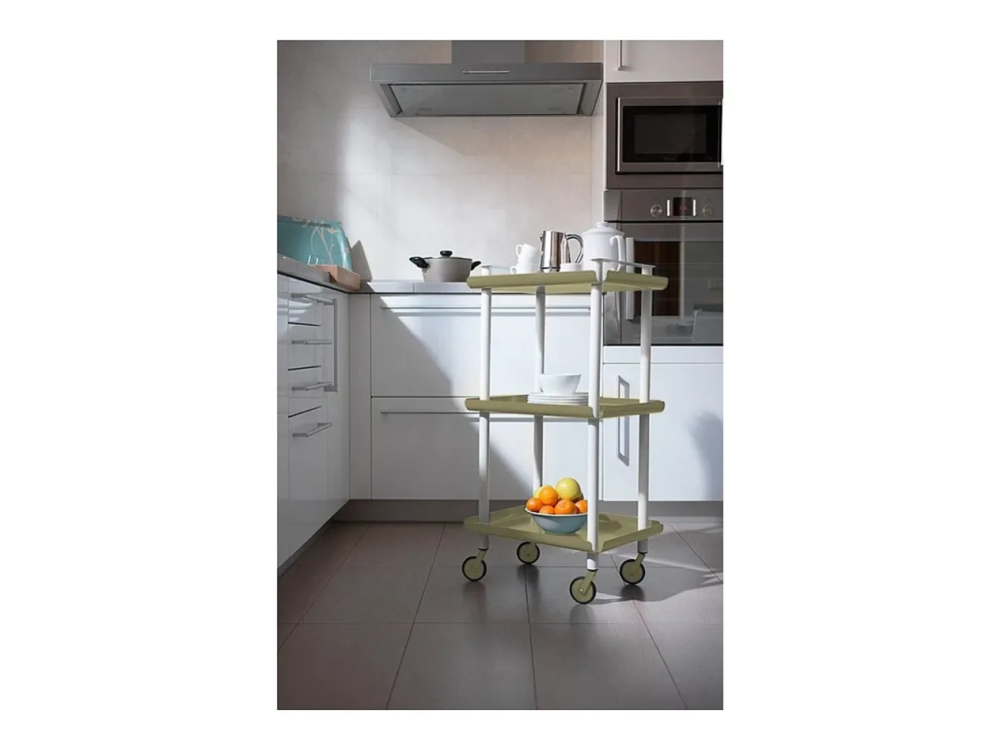DON HIERRO - Carrito auxiliar LEKY, armazón blanco, 3 estantes. Multifuncional, práctico y decorativo-