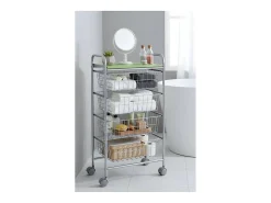 DON HIERRO - Carrito verdulero GREEN, 4 cestas de gran capacidad, Gris aluminio y Verde pistacho-