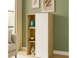 Donna Aparador 1 Puerta 4 Estantes Nórdico Blanco Mate Roble 80 cm