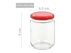 Drew Mason Tarros de mermelada de vidrio con tapa roja 96 unidades 230 ml