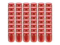 Drew Mason Tarros de mermelada de vidrio con tapa roja 48 unidades 230 ml