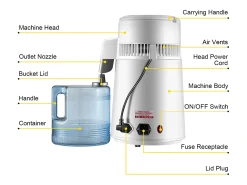 Electrodoméstico Pequeño SucceBuy Destilador de Agua Pura 4 L, Filtro Purificador de Agua 1 L/H, Casa Médica Dental, 220 V