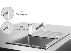 Embla grifo mezclador para fregadero blanco cromado con ducha extraíble Essebagno