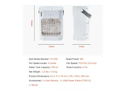 Enfriador de Aire Portátil, SucceBuy 4 en 1 Acondicionador de Aire Portátil con Tanque de Agua de 700 mL