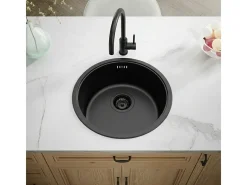 Essenox fregadero 1 cubeta redonda en acero inoxidable 42.5cm negro Essebagno