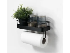 Estantería de metal con portarrollos de cocina Toon - Negro