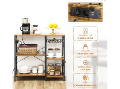 Estantería Rodeo Homcom con toma de corriente + estantes ajustables marrón oscuro 83x90x40 cm