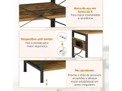 Estantería Rodeo Homcom con toma de corriente + estantes ajustables marrón oscuro 83x90x40 cm