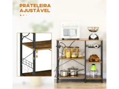Estantería Rodeo Homcom con toma de corriente + estantes ajustables marrón oscuro 83x90x40 cm
