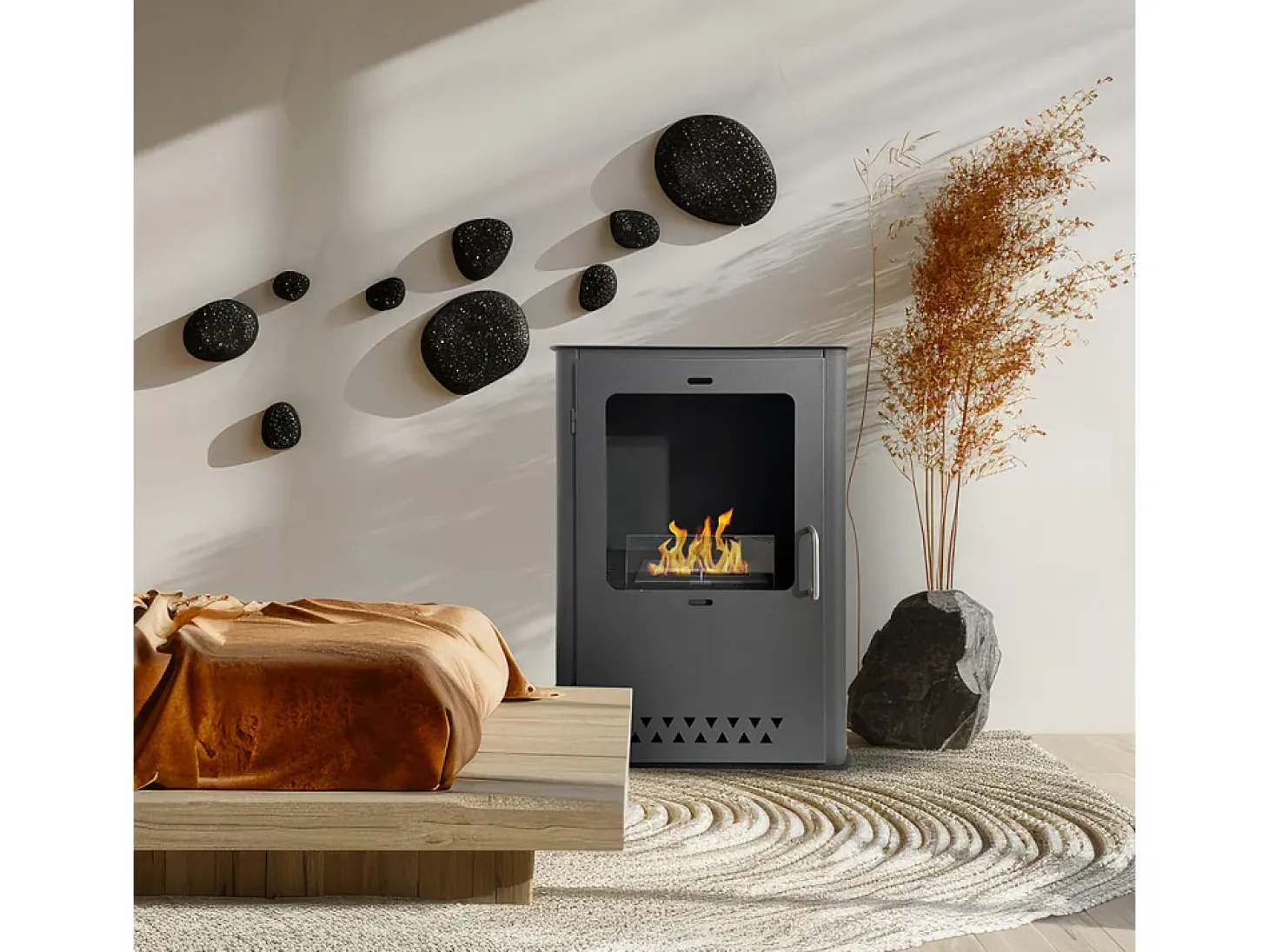 Estufa de bioetanol chimenea biochimenea de suelo LUISA L50xD30xH68