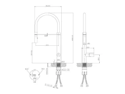 Exil Mezclador monomando de lavabo satinado y oro rosa con teleducha Essebagno