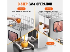 Exprimidor de Jugo de Naranja SucceBuy Extractorde Jugo de Naranja Comercial 120 W, Exprimidor de Cítricos en Acero Inoxidable con Caja de Filtro Extraíble