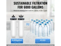 Filtro de Agua Alimentado por Gravedad SucceBuy, Sistema de Filtración de Agua por Gravedad 8,5 L 2 Filtros