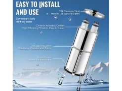 Filtro de Agua Alimentado por Gravedad SucceBuy, Sistema de Filtración de Agua por Gravedad 8,5 L 2 Filtros