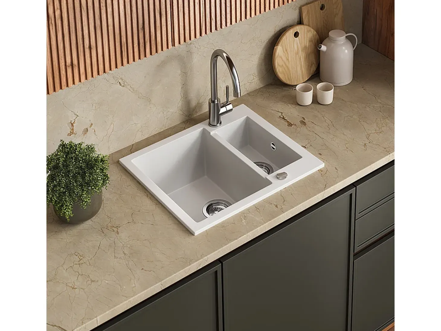 Fregadero blanco 58x50x28 prag