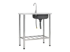 Fregadero de camping de un seno y grifo acero inoxidable ES475193