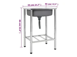 Fregadero de camping Fregadero individual Acero inoxidable