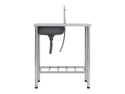 Fregadero de camping individual con grifo de acero inoxidable