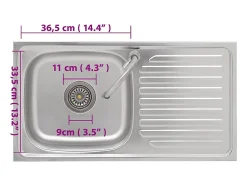 Fregadero de camping individual con grifo de acero inoxidable