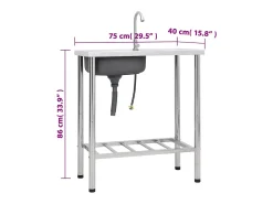 Fregadero de camping individual con grifo de acero inoxidable