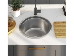 Fregadero de cocina con colador y sifón de acero inoxidable