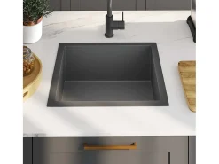 Fregadero de cocina de acero inoxidable negro hecho a mano