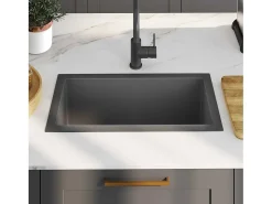 Fregadero de cocina de acero inoxidable negro hecho a mano