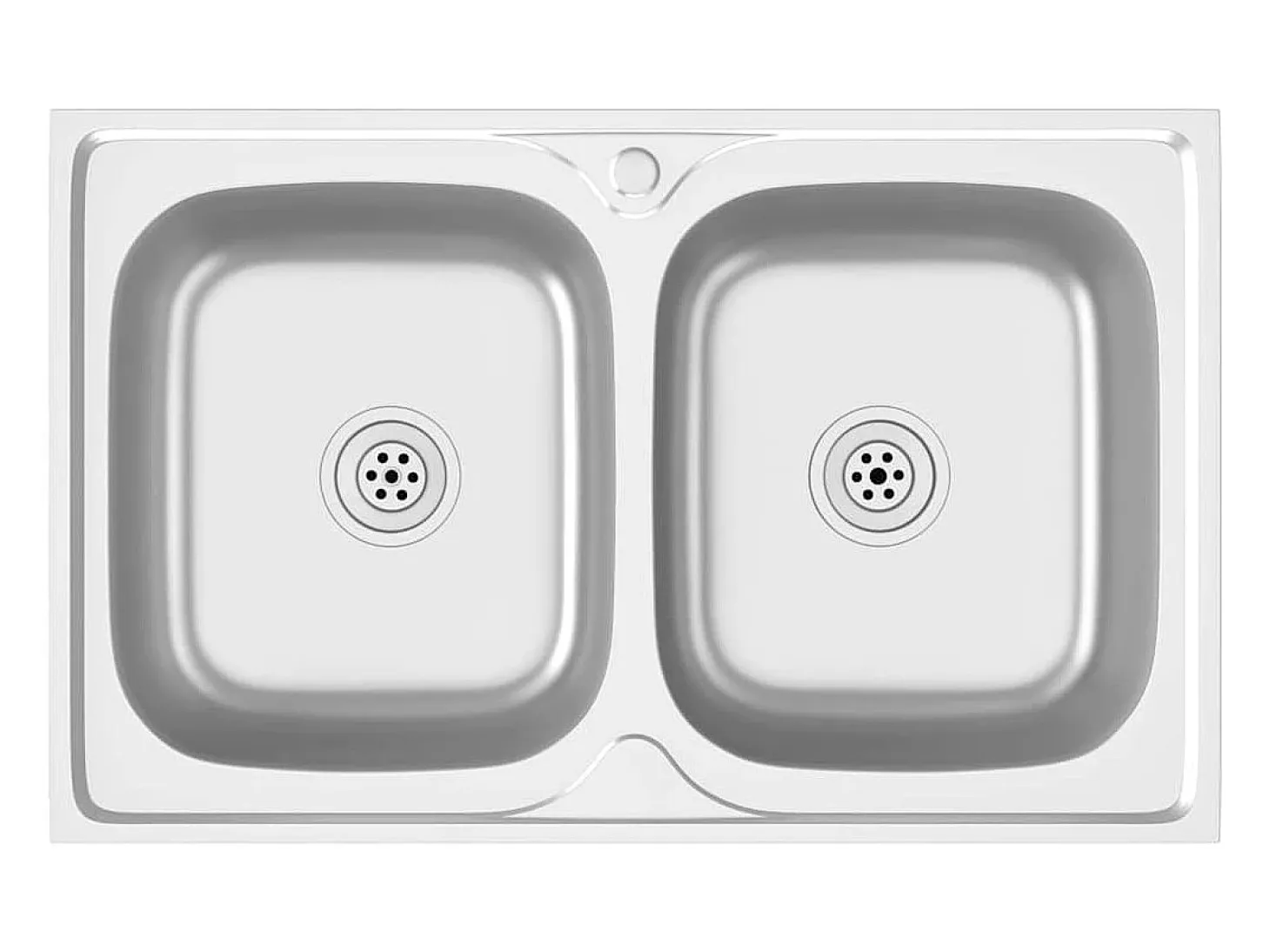 Fregadero de cocina de doble seno plateado de acero inoxidable de 800x500x155 mm.