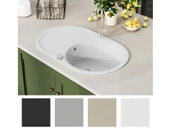 Fregadero de cocina de granito con un seno ovalado blanco ES284898