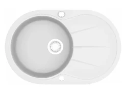 Fregadero de cocina de granito con un seno ovalado blanco ES284898