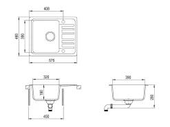 Fregadero de cocina de granito, fregadero individual, color beige