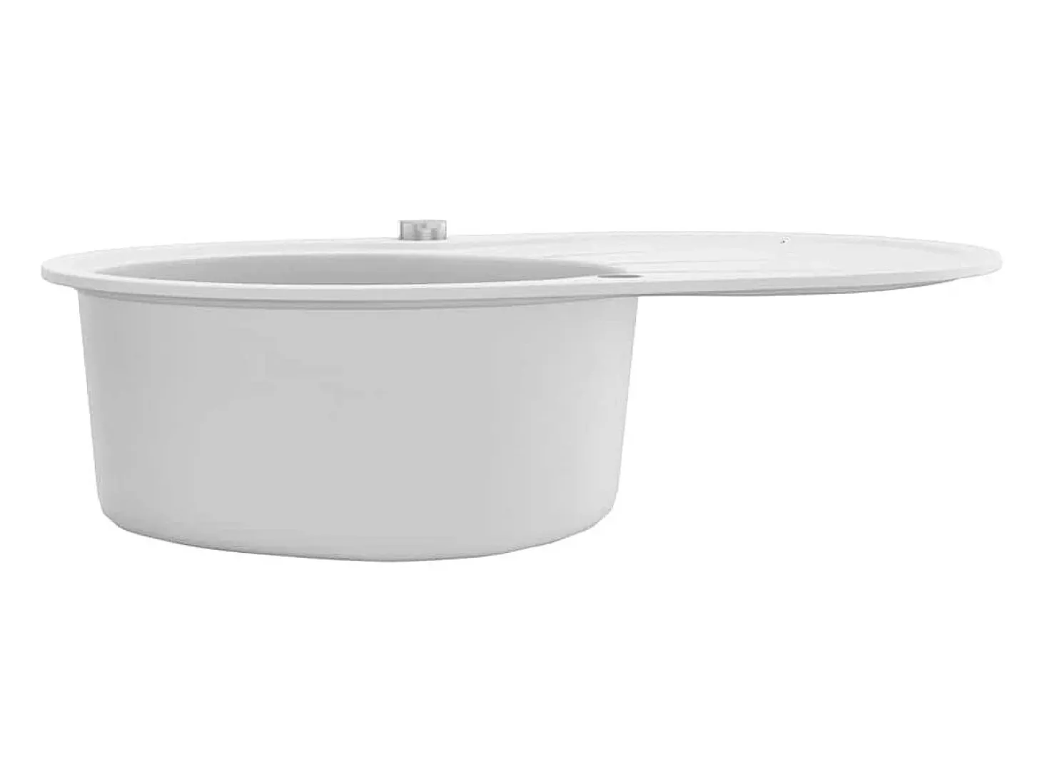 Fregadero de cocina de granito de un seno ovalado blanco