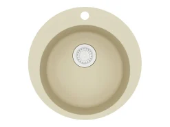 Fregadero de cocina de granito de un seno redondo beige