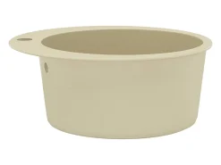 Fregadero de cocina de granito de un seno redondo beige