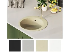 Fregadero de cocina de granito de un seno redondo beige