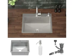 Fregadero de cocina de un seno 55x45 cm lavabo con desagüe dosificador de jabón