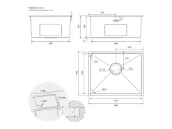 Fregadero de cocina de un seno 50x40cm antracita lavabo con desagüe y rebosadero