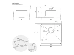 Fregadero de cocina de un seno 34x40cm antracita lavabo con desagüe y rebosadero