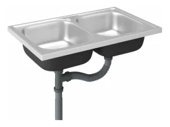Fregadero de cocina doble seno acero inoxidable 800x500x155 mm ES467275