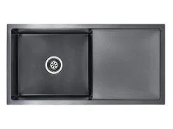 Fregadero de cocina hecho a mano de acero inoxidable negro