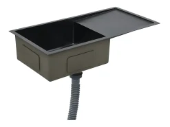 Fregadero de cocina hecho a mano de acero inoxidable negro
