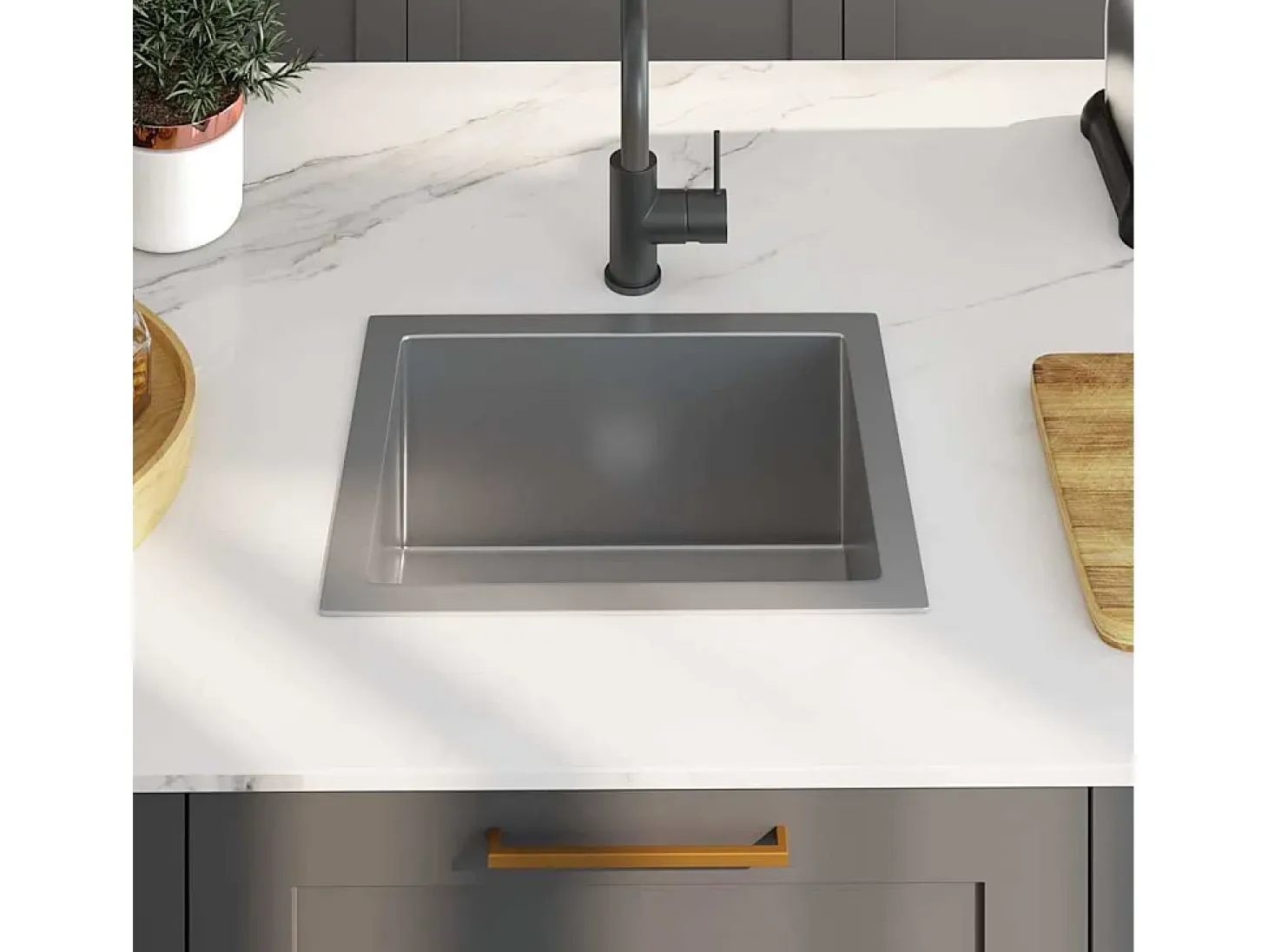 Fregadero de cocina hecho a mano de acero inoxidable