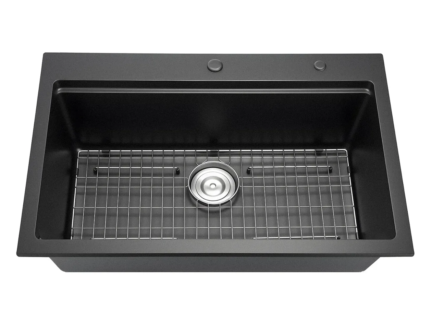 Fregadero de Cocina SucceBuy Moderno en Granito de 84x56 cm, Fregadero de Sobremesa de Cubeta Grande Simple, Cubeta Lavadora Empotrable con Múltiples Accesorios