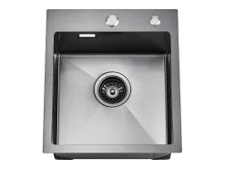 Fregadero de Cocina SucceBuy Fregadero de Cocina de 40 cm con Montaje Superior, de un Seno, de Acero Inoxidable, Color Negro