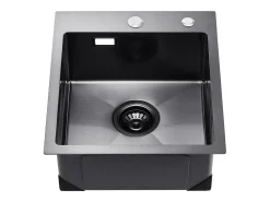 Fregadero de Cocina SucceBuy Fregadero de Cocina de 40 cm con Montaje Superior, de un Seno, de Acero Inoxidable, Color Negro