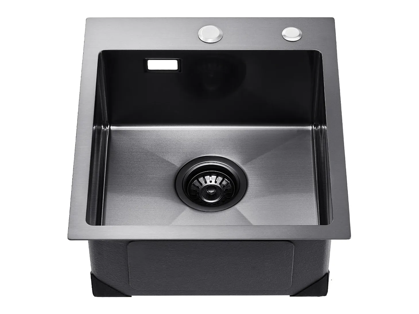 Fregadero de Cocina SucceBuy Fregadero de Cocina de 40 cm con Montaje Superior, de un Seno, de Acero Inoxidable, Color Negro